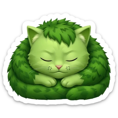 Incredible Hulk curled up like a small cute kitten, lying down, eyes closed, sleeping sticker