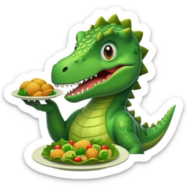 Dino eating plate of food sticker