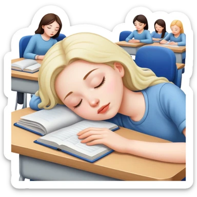 a girl sleeping in cllasss sticker