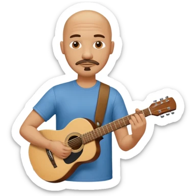 guitar player bald short mustache and goatee sticker