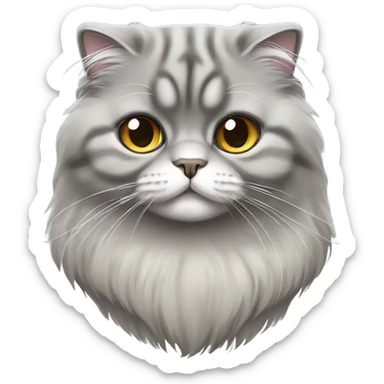 gray scottish fold long-hair cat sticker