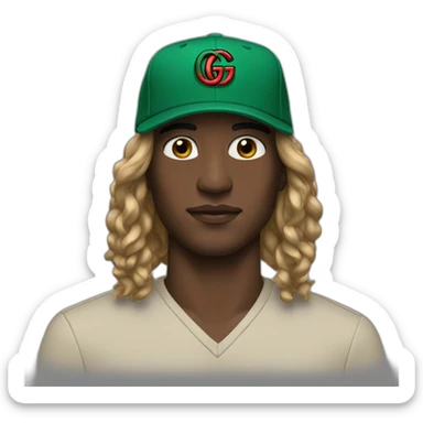 Men with long hair and a gucci cap sticker