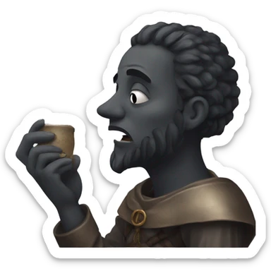 medieval dark fantasy person doing deep breaths sticker