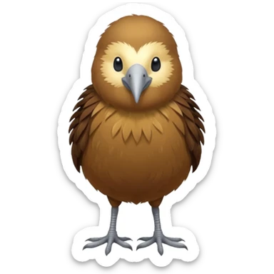 New Zeland kiwi bird on two feet with a long beak and round shape sticker