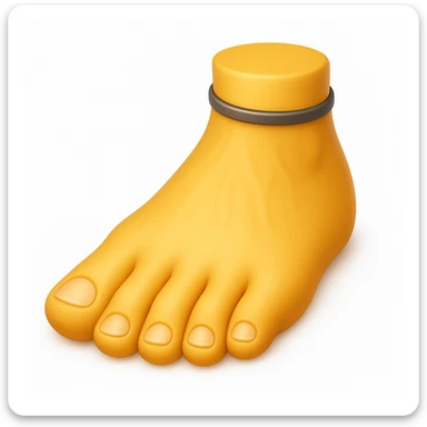 Create a foot emoji that looks exactly like the reference image, in iOS emoji style. The emoji should be 3D, shiny, with smooth gradients, soft shadows, realistic shape, and a friendly emoji look. Add a subtle highlight to the toes. sticker