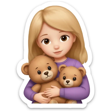 Little girl – hugging a teddy bear.
 sticker