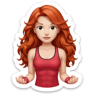Athletic girl with long light red wavy hair and smaller boobs bigger arms not too big sticker
