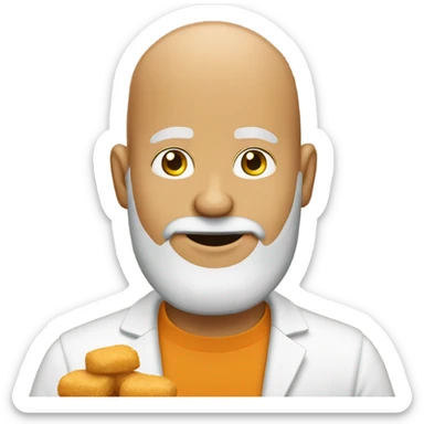 Bald man with beard eating chicken nuggets sticker