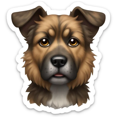 Brindle fluffy Asian dog with brindle fur pointed ears  sticker
