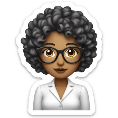 mujer pelo rizado con mechas rubias y gafas tez blanca sticker