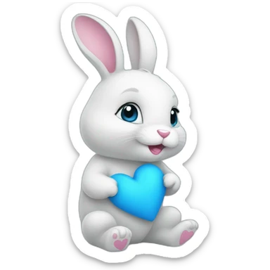 Bleu Heart bunny sticker