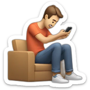 A man scrolling phone sticker