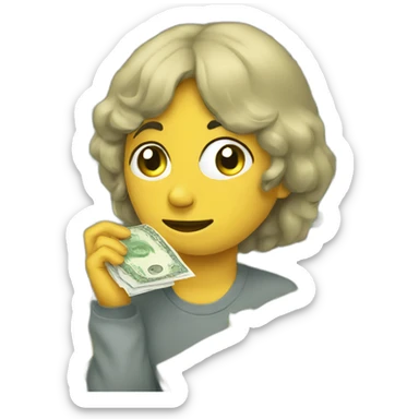 Wiping tears with dollar bills sticker