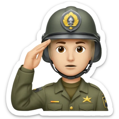 Soldier saluting with helmet + mask sticker