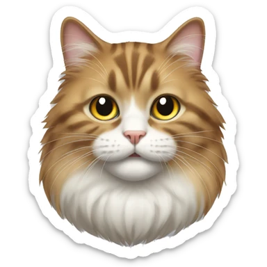 Cat fluffy cat with white mouth sticker