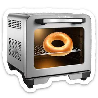 air fryer oven toasting a bagel sticker