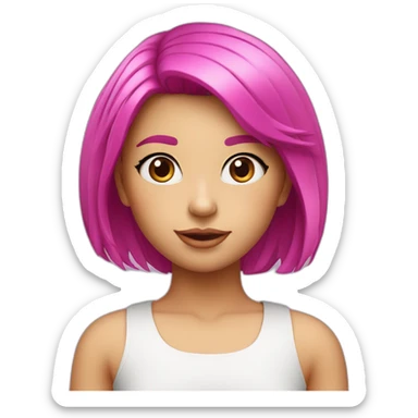 young girl, {{PURPLE eyes}}, hot pink bob haircut, fair skin sticker