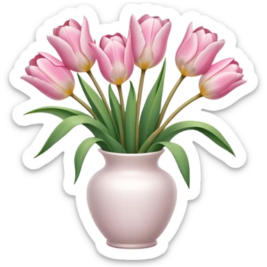 Light pink tulips in white vase sticker