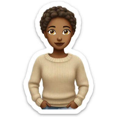 cozy light skin girl in fall sweater sticker