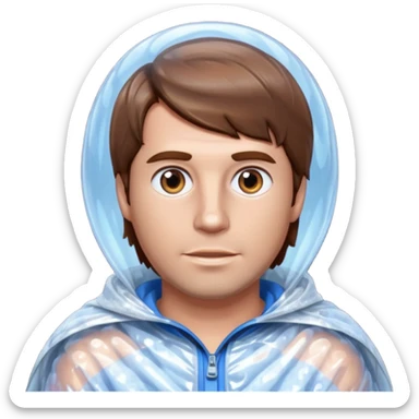 Brown haired man wrapped in bubble wrap sticker