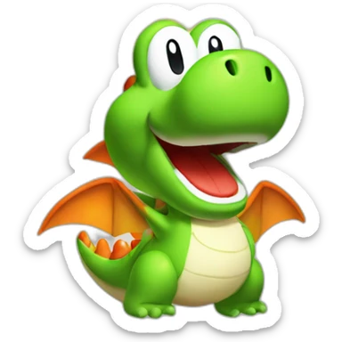 Yoshi from Mario Party head only breathing fire sticker