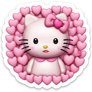 hello kitty with lots of hearts sticker