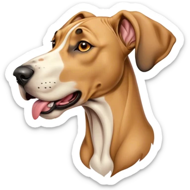 Cinematic Cute Yawning Fawn Great Dane Portrait Emoji, Head tilted slightly with a dramatic, wide-open yawn, revealing a smooth fawn coat with a refined texture, floppy ears slightly drooping, round amber eyes barely open in drowsy contentment, Simplified yet irresistibly adorable features, highly detailed, glowing with a soft, cozy glow, high shine, relaxed yet expressive, stylized with a touch of whimsy, bright and endearing, soft glowing outline, capturing the essence of a sleepy yet affectionate guardian, so drowsy it feels like it could stretch out of the screen and curl up for a nap! sticker