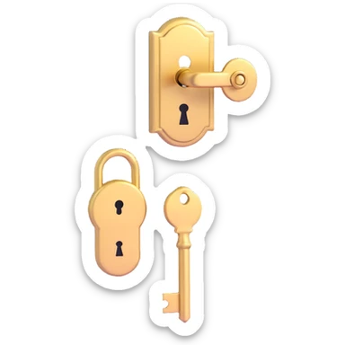 door being unlocked with shiny gold key in lock sticker