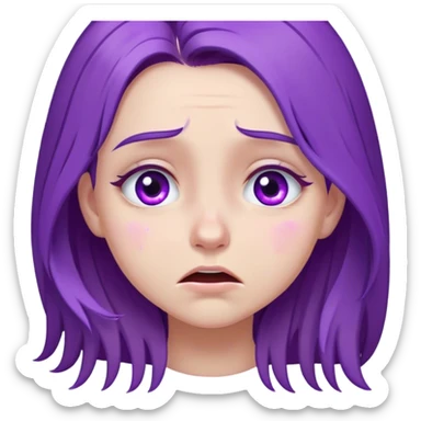 girl dressed in purple with hair purple with eyes purple and with long hair who is crying sticker