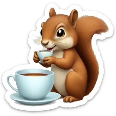 Squirrel having tea sticker
