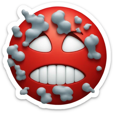 red circular angry face gritting teeth with storm clouds sticker