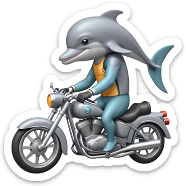 dolphin with a gun on a motorbike  sticker