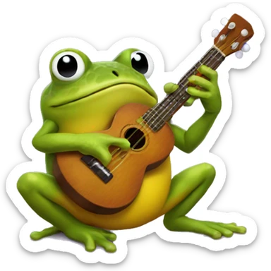 pac-man frog playing ukulele sticker