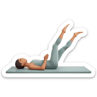 A person performing a Pilates exercise on a mat in a clean, modern studio. The focus is on core strength and flexibility, with a neutral, calming color palette. Simple equipment like a reformer machine and a soft, tranquil background enhance the feeling of controlled movement and focus. sticker