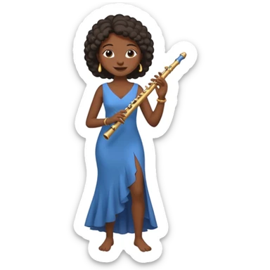 black woman playing blowing flute full body sticker