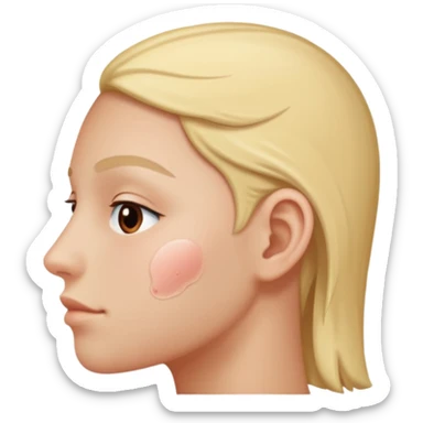 cheek from the side, with a pimple patch sticker