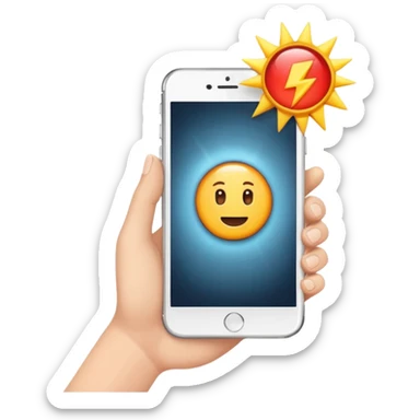 a hand holding a phone taking a picture with flash sticker