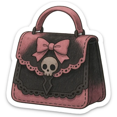 ghibli style pink and black gothic purse sticker