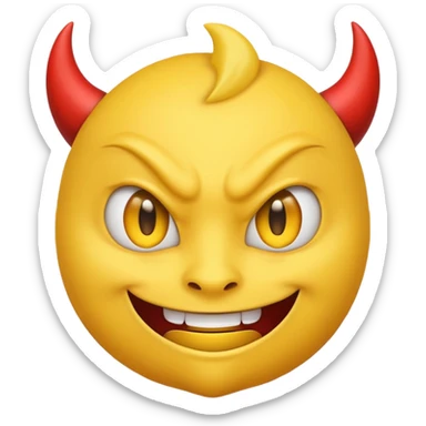 side eyeing evil smiling emoji, yellow face, sharp eyes, devilish smirk, no text sticker