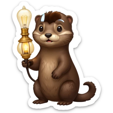 otter holding one lamp sticker
