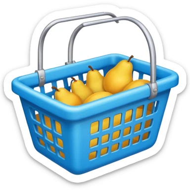 cesta de compras azul ciano, vista de cima e vazia sticker