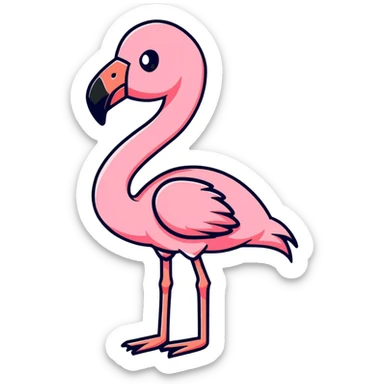 flamingo showing middle finger, cartoonish sticker sticker