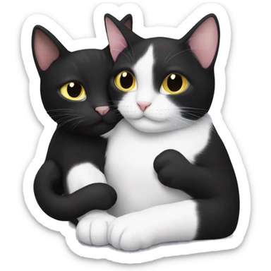 black and white cat cuddling with black cat sticker
