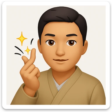 Add dynamic finger snap motion lines and sparkles to emphasize the snapping action, keep the emoji style and original colors. sticker