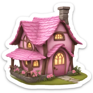 Pink fairy cottage sticker