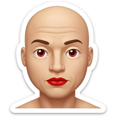 Buff bald white man with red lips sticker