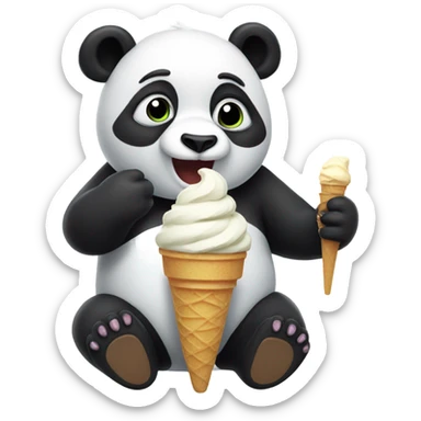 Panda eating ice cream sticker