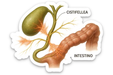 CISTIFELLEA E INTESTINO SONO COLLEGATI NEL DOLORE, iperrealistico 4k sticker