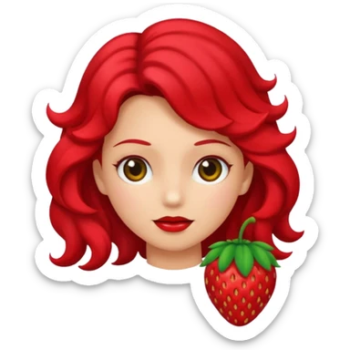 Una fresa con una cara enojada y con cabello de color verde sticker