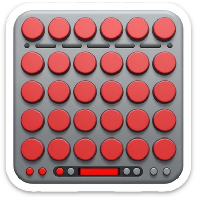 Create a clean, simple emoji of a digital percussion octapad. Flat design, rounded shapes, red and gray colors, minimal details, white background. sticker
